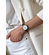 Златист дамски часовник с бял циферблат и кафява каишка Selene-1 снимка