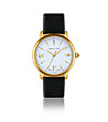 Златист дамски часовник с бял циферблат и черна каишка Selene-0 снимка