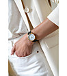 Златист дамски часовник с бял циферблат и черна каишка Selene-1 снимка