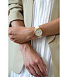 Златист дамски часовник с бял циферблат и бяла каишка Selene -1 снимка