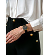 Златист дамски часовник с черна каишка Stella -1 снимка