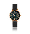 Черен дамски часовник с розовозлатист корпус Portia-0 снимка