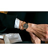 Черен дамски часовник с розовозлатист корпус и кожена каишка Portia-1 снимка