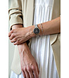 Сребрист дамски часовник с черен циферблат Infinity -1 снимка