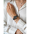 Черен дамски часовник с корпус в сребристо Camille -1 снимка