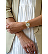 Златист дамски часовник с бяла каишка Capri -1 снимка
