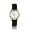 Златист дамски часовник с черна каишка Capri -0 снимка