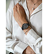 Сребрист дамски часовник с допълнителна каишка в черно Désirée-1 снимка