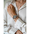 Сребрист дамски часовник с допълнителна сива каишка Audrey-1 снимка