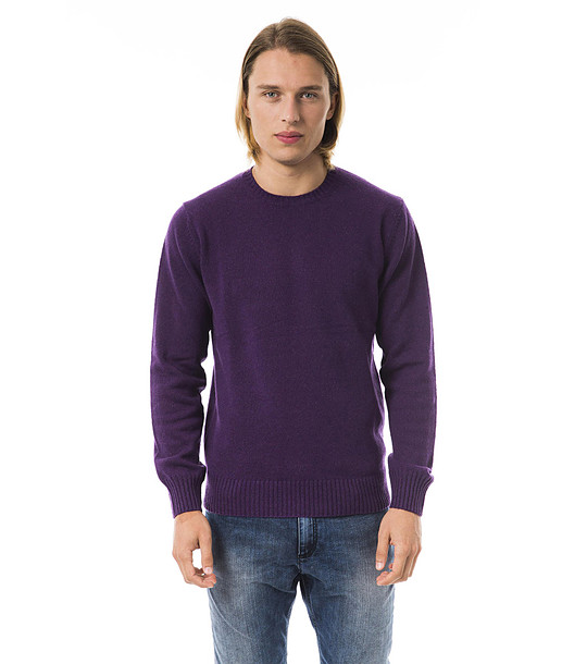 Лилав мъжки пуловер с вълна и кашмир Sammy снимка