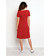 Червена памучна рокля с джоб Zola-1 снимка
