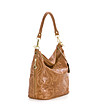 Кафява дамска кожена чанта с флорални мотиви Sofie-2 снимка