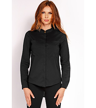 Асиметрична дамска риза в черно снимка