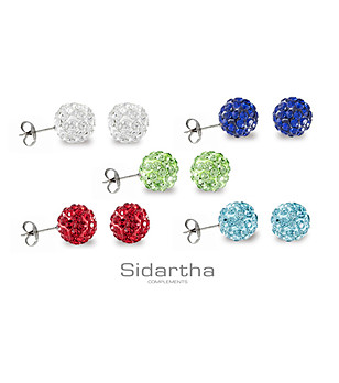 Комплект от 5 чифта кръгли обеци с кристали снимка