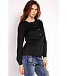 Черна дамска блуза с джобове-2 снимка