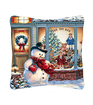 Декоративна възглавница с калъфка с принт Снежко снимка