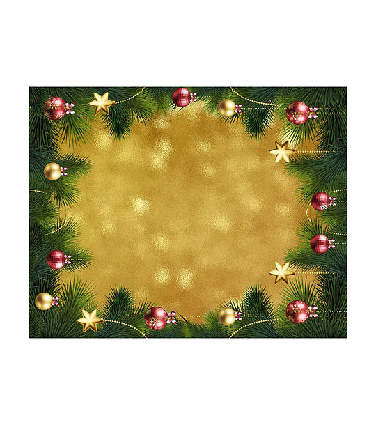 Текстилна коледна покривка в златисто и зелено 110х145 см снимка