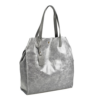 Сива кожена дамска чанта Chloe снимка