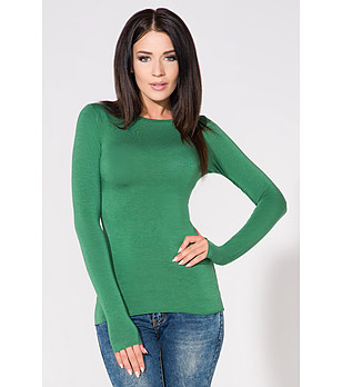 Зелена дамска блуза с изрязан гръб Sarina снимка