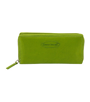 Зелен дамски портфейл от естествена кожа снимка