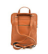 Кожена дамска чанта-раница в цвят камел Terry-1 снимка