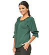 Тъмнозелена дамска памучна блуза Augusta-2 снимка