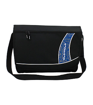 Черна чанта за рамо със син елемент снимка