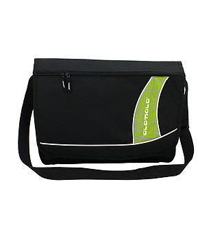 Черна чанта за рамо със зелен елемент снимка