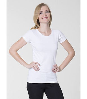 Бяла памучна дамска тениска Classic снимка
