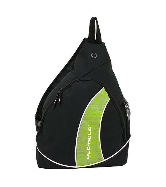 Раница в черно и зелено с една презрамка снимка