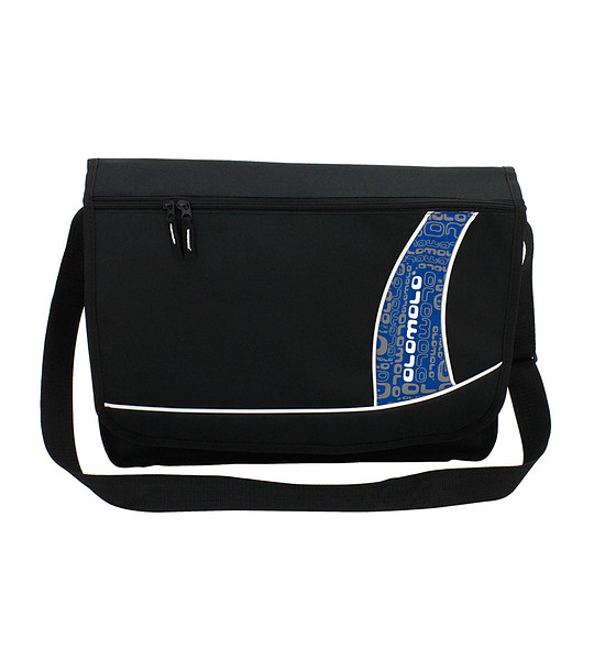 Черна чанта за рамо със син елемент снимка