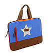 Чанта за лаптоп в синьо и кафяво-2 снимка