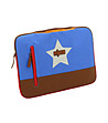 Чанта за лаптоп в синьо и кафяво 40х29 см-3 снимка