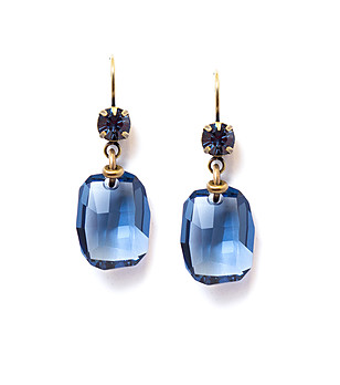 Висящи дамски обеци със сини кристали Swarovski снимка