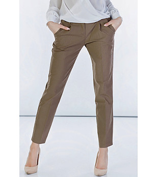 Кафяв дамски памучен панталон Viron снимка