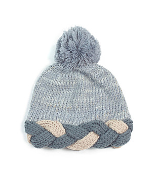 Зимна синьо-сива шапка с плетеница Zoe снимка