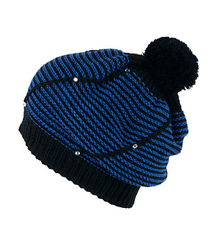 Плетена дамска шапка в черно и синьо Samira снимка