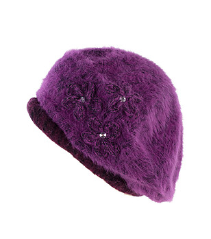 Пухкава лилава дамска шапка Abra снимка