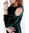 Тъмнозелена рокля с кадифен ефект Cirey-3 снимка