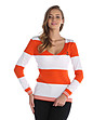 Памучен дамски пуловер в оранжево и цвят екрю Positano-0 снимка