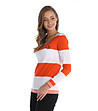 Памучен дамски пуловер в оранжево и цвят екрю Positano-2 снимка