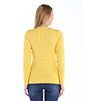 Жълт памучен дамски пуловер с плетеници Slice-1 снимка