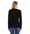 Черен памучен дамски пуловер с плетеници Slice-1 снимка