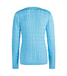Памучен дамски пуловер в цвят тюркоаз Slice-1 снимка