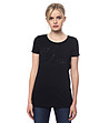 Черна памучна дамска тениска с лого Elisia-0 снимка