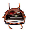 Дамска чанта в тъмносиньо и цвят коняк-4 снимка