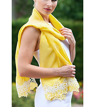 Дамски шал в жълто и бяло Florentine снимка