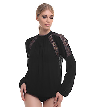 Елегантна боди-блуза в черно Tara снимка