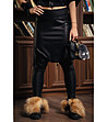 Черен дамски панталон имитация на кожа-0 снимка