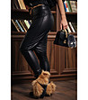 Черен дамски панталон имитация на кожа-2 снимка